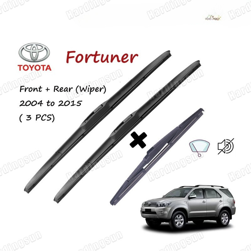 ( คุณภาพ) Toyota Fortuner 19+21+12Aใบปัดน้ําฝนด้านหน้า/ด้านหลัง 3 ชิ้นสําหรับ 2004 ถึง 2015 รุ่น FORTY ที่ปัดน้ําฝนหน้าต่างด้านหน้ารถไฮบริดด้านหน้า/ด้านหลังเดิม