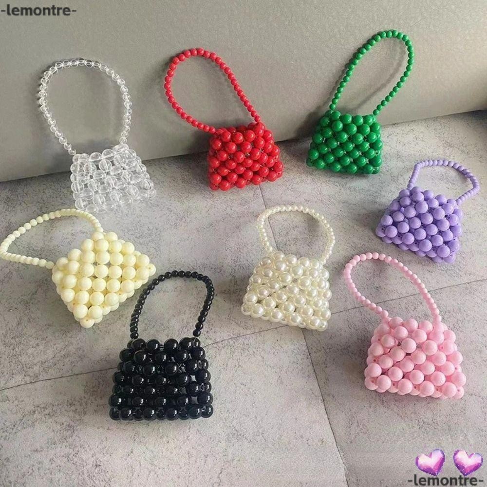 Lemontre กระเป๋าถือ กระเป๋าใส่เหรียญ ประดับลูกปัด ไข่มุก ขนาดเล็ก แบบพกพา สําหรับเด็ก