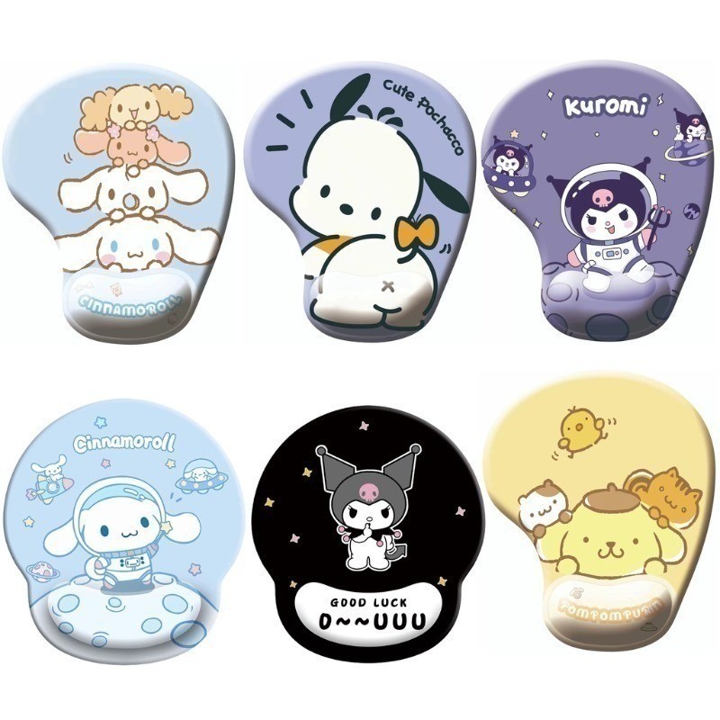 Sanrio Hello Kitty แผ่นรองเมาส์ข้อมือการ์ตูนน่ารัก Kuromi My Melody Cinnamoroll แผ่นรองเมาส์ข้อมือโต๊ะสํานักงานสร้างสรรค์แผ่นรองเมาส์กันลื่น