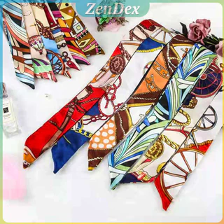 Z.D. ริบบิ้นผูกกระเป๋า พิมพ์ลาย ขนาดเล็ก สําหรับผู้หญิง ขนาด 85x4 ซม Silk scarf
