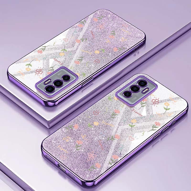 ปลอกสําหรับoppo Reno 12 5G Reno 12 F Reno12 Pro 5G 12Fดอกไม้แฟชั่นGlitterแป้งซิลิโคนกันกระแทกโทรศัพท์ป้องกันกรณีฝาครอบ