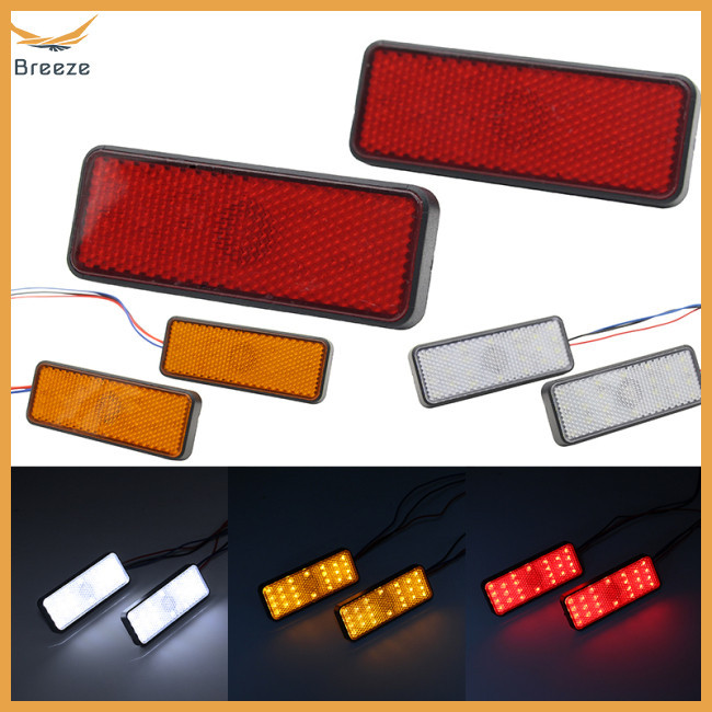 Breeze 1 คู่รถจักรยานยนต์ Reflector จักรยานไฟฟ้า Led Reflector Square ป้ายทะเบียนไฟท้ายเบรคกันน้ํา