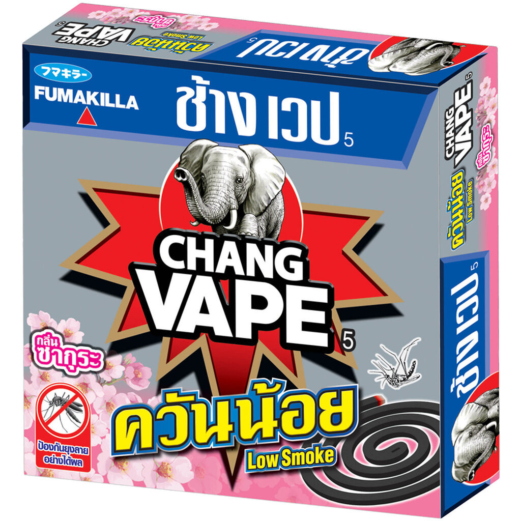 LeeMart ยาจุด กันยุง ชนิดขด ช้าง เวป Chang Vape 10PC แบบขด สูตรประสิทธิภาพ ไล่ยุงลาย สูตร ควันน้อย กลิ่นซากุระ 10 ขด