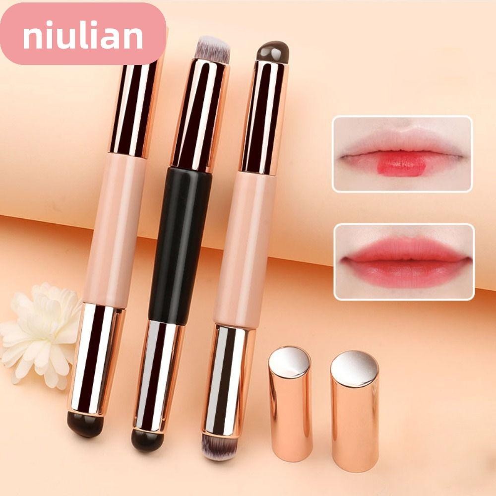 แปรงลิปซิลิโคน NIULIAN สําหรับลิปสติก แปรงแต่งหน้าคอนซีลเลอร์แบบพกพา ลิปสติก Applicator Double-headed 2 in 1 แปรงมัลติฟังก์ชั่น