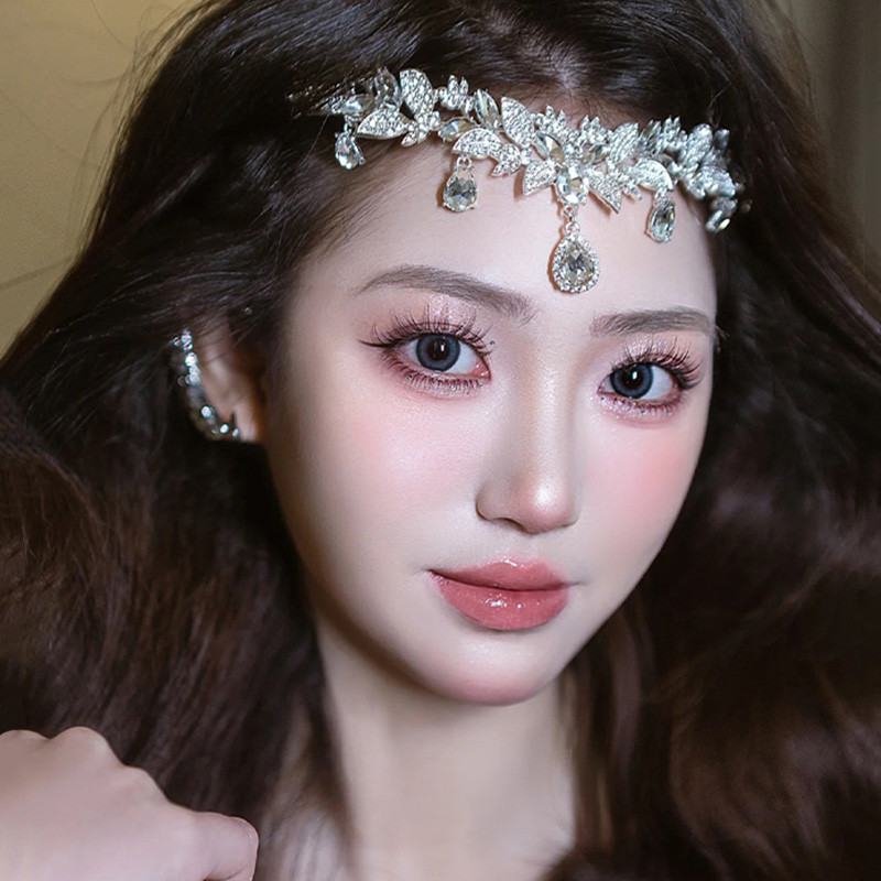 Rhinestone ดอกไม้ Tiara Crown ผู้หญิงเครื่องประดับหน้าผากงานแต่งงานเจ้าสาว Crown Headdress