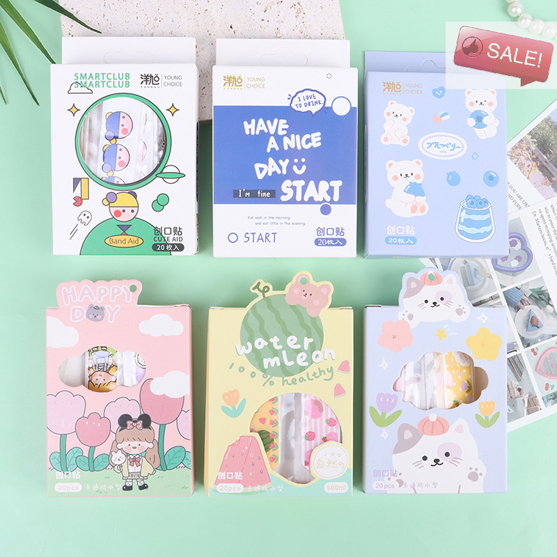 AT 20 ชิ้น/กล่องกันน้ํา Band Aid Wound Plaster First Aid ชุดฉุกเฉินสําหรับเด็ก A