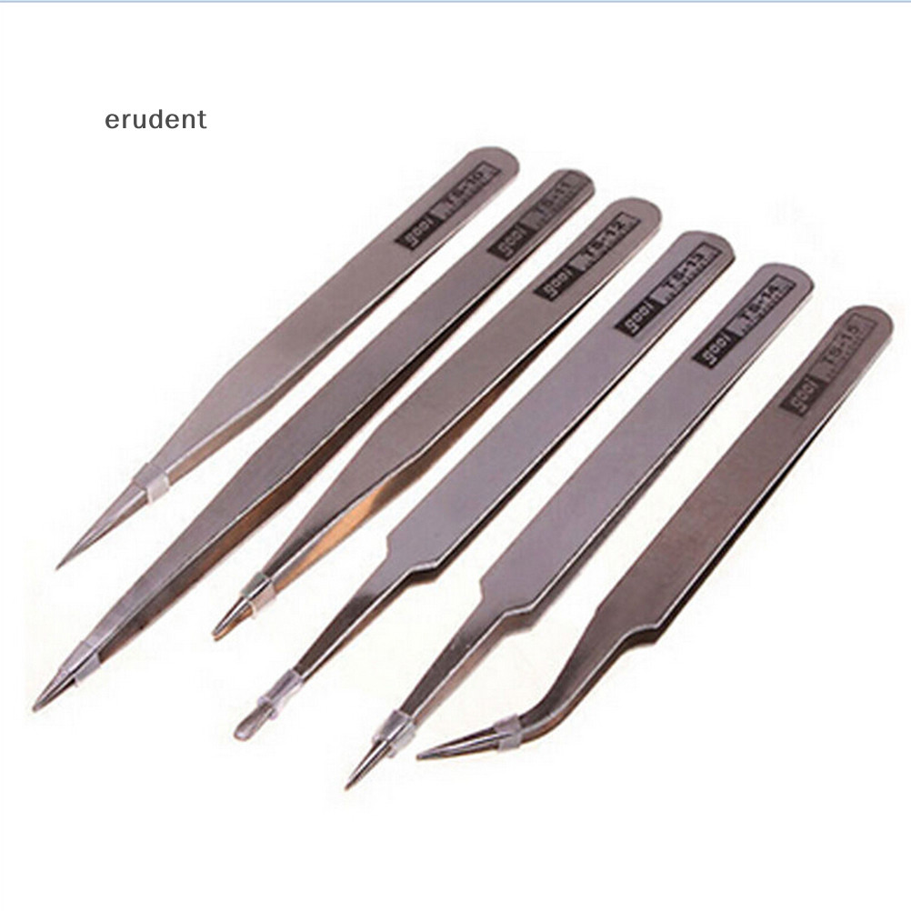 Erudent 1 PC Anti แม่เหล็กสแตนเลสแหนบคีม Fine Kit ชุด Jewelers เครื่องมือ 1 ชิ้น Pro แหนบสแตนเลสป้องกันไฟฟ้าสถิตย์ชุดเครื่องมือบํารุงรักษาใหม่ 1 ชิ้น New Pro Anti-Sta