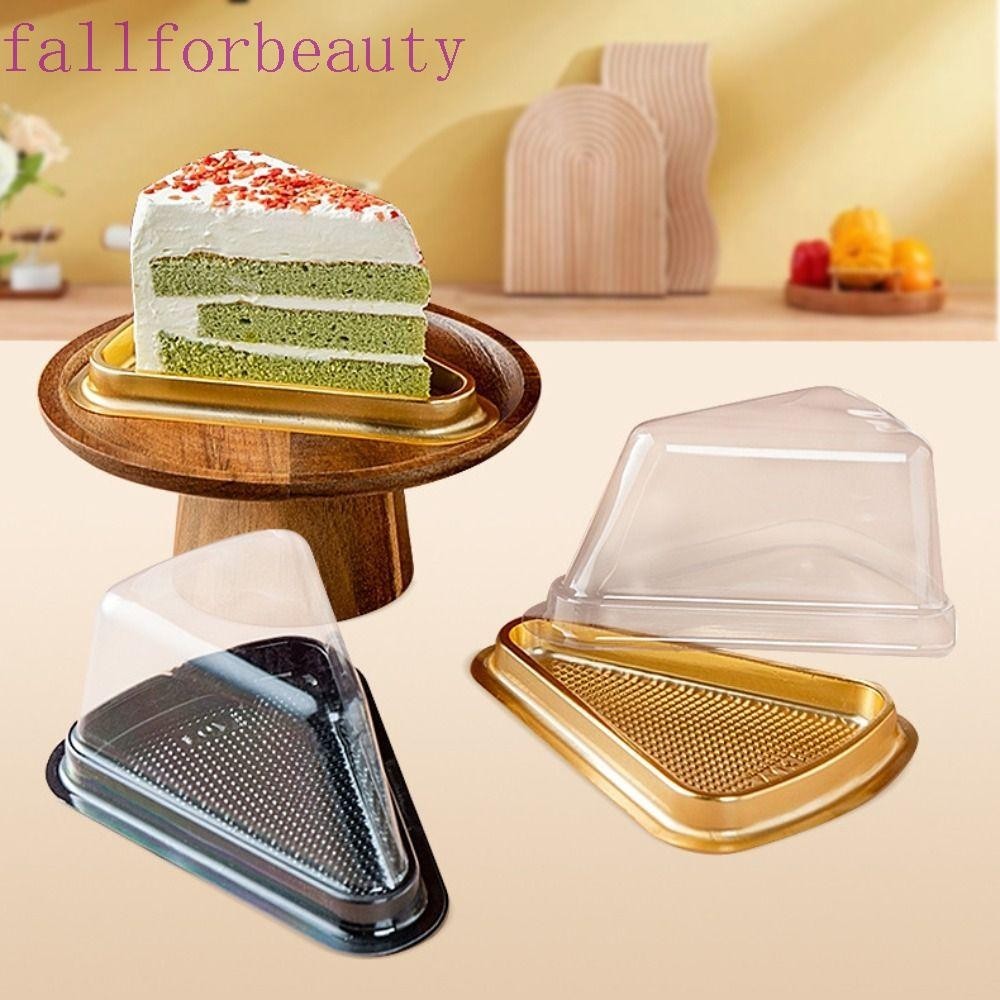 Fallforbeauty กล่องเค้กชิ้น 50 ชิ้น, ชีสเค้กพลาสติกใสกล่อง, เชิงพาณิชย์ 6/8 ในสามเหลี่ยมภาชนะใส่ขนมแบบใช้แล้วทิ้งเบเกอรี่