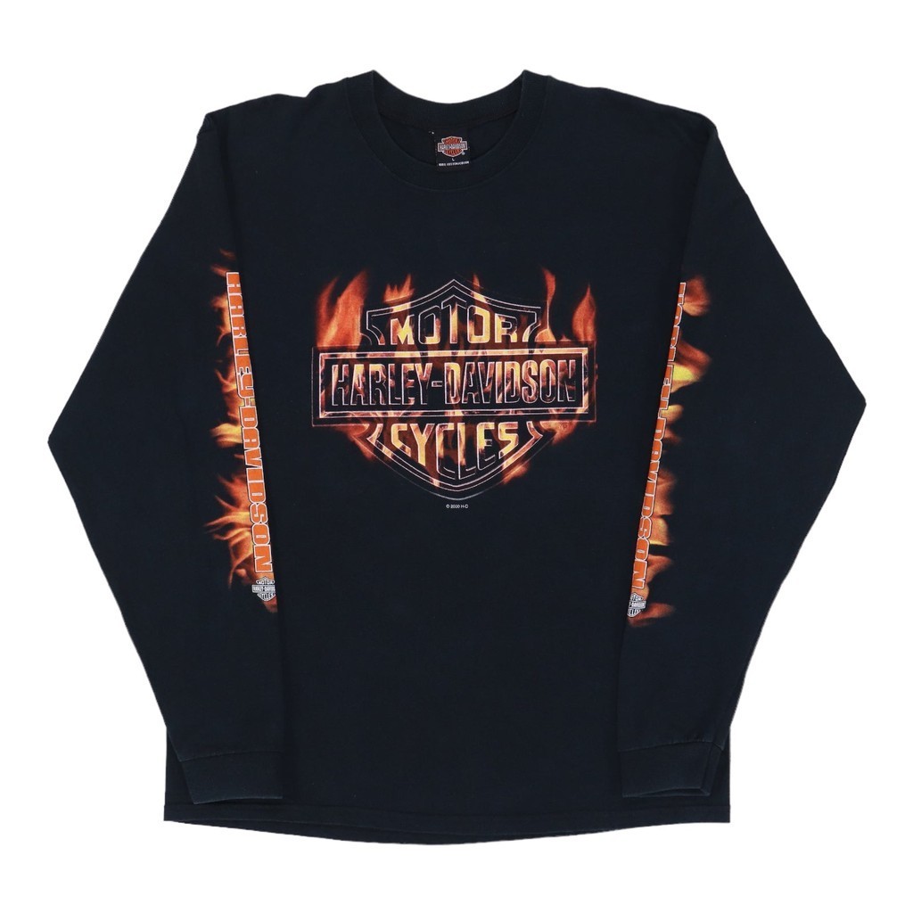 American Vintage Genderless Motorcycle Style Long-Sleeved T-Shirt Loose Street Wear Casual All-Match