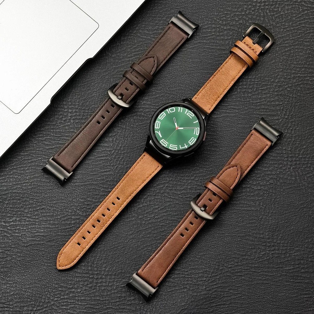 No Gap สายหนังสําหรับ Samsung Galaxy Watch 6 5 4 40 มม.44 มม.6Classic 43 47 สายนาฬิกาสร้อยข้อมือสําหรับ Galaxy Watch 5Pro 45 มม.