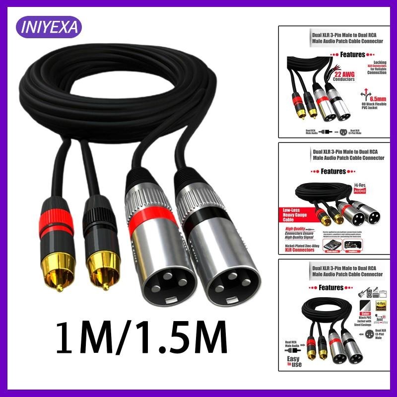 [Iniyexa] สาย RCA to XLR, สาย RCA Male to XLR Male, 2 RCA Male to 2 XLR Male Audio Cable for Amplifi