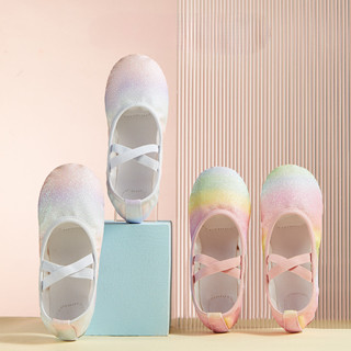 SWEAR รองเท้าเต้นรํา รองเท้าบัลเล่ต์พื้นนุ่มสีรุ้งเงา 🧸Size …