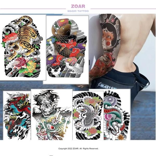 ZOAR พร้อมส่ง A054 color Magic tattoo สติ๊กเกอร์รอยสักสี สติ๊กเกอร์แทททูเต็มแขน