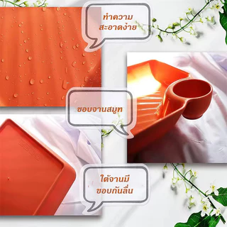 จานพลาสติกใส่อาหาร จานมีช่องน้ำจิ้ม ถาดใส่เกี๊ยว ถาดใส่ขนมมีช่องใส่ซอส หลุมน้ำจิ้ม มี4สี