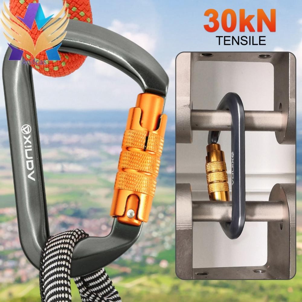 XiNDA 30kn Climbing Carabiner D-Shaped Carabiners สําหรับปีนหน้าผา Camping Gym Rescue