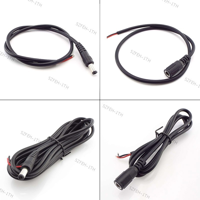 20awg DC Power Pigtail สายชายหญิง Connector DIY ปลั๊กสายไฟอะแดปเตอร์แจ็คสําหรับกล้องวงจรปิด Moniter แผงโซลาร์เซลล์ 5.5x2.1 มม. @ F2TH