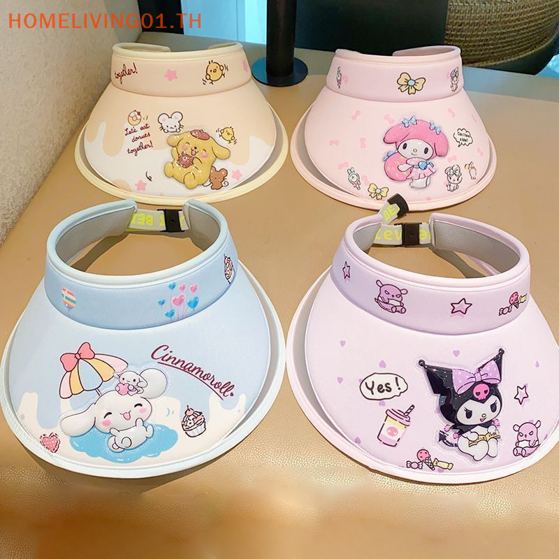 Onehome Sanrio หมวก Cinnamoroll My Melody Kuromi Pompompurin Anti-Uv หมวกบังแดดลิ้นขนาดใหญ่หมวกกันแดดเด็กของขวัญวันเกิด TH