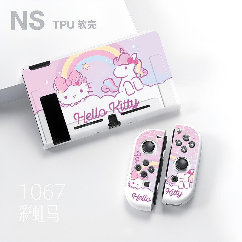 Dockable Nintendo Switch V1 V2 กรณี, TPU การ์ตูนการออกแบบใหม่ที่ถอดออกได้สําหรับ Nintendo Switch V1 V2 Joycon อุปกรณ์เสริม