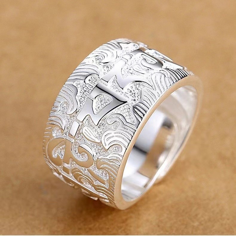 แหวน Rings999 ไทยครอบงําแหวนผู้ชายกว้างขนาดใหญ่ Retro Boys สไตล์อินเทรนด์ Finger-wrenching เปิด Ad