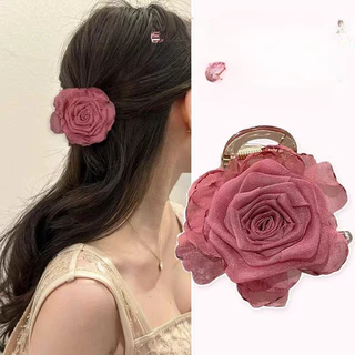 2025 Rose Double-Sided Flower Clip กิ๊บติดผมหญิง Shark Clip