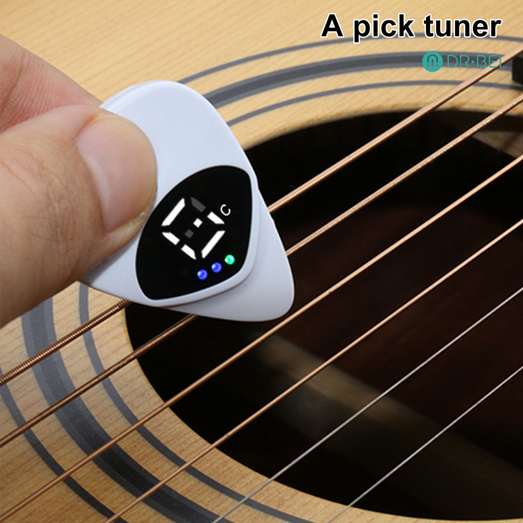 Dr.bei 2-In-1 Guitar Pick Tuner จอแสดงผล LED Acoustic กีตาร์ไฟฟ้า Ukulele Bass ไวโอลิน Banjo Tuner D