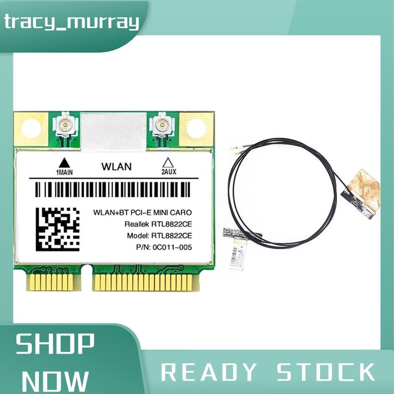 tracy_murray Rtl8822ce การ์ด WiFi + เสาอากาศ 1200Mbps 802.11AC เครือข่าย Mini PCIe BT5.0 รองรับแล็ปท็อป/PC 10/11