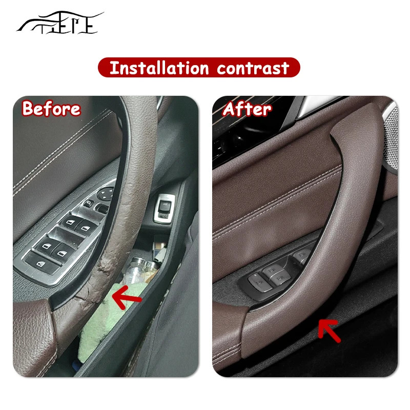 ชุดเปลี่ยนมือจับรถยนต์สําหรับ BMW X1 X2 F48 F49 F39 มือจับประตูภายในอุปกรณ์ดัดแปลงรถยนต์