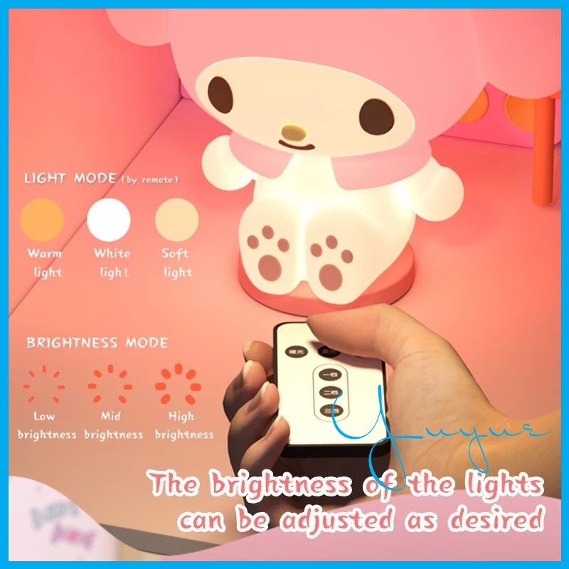 2025 Sanrio My Melody ซิลิโคนไฟกลางคืนอะนิเมะตัวเลข Melody Clap Light ห้องนอน Sleep บรรยากาศโคมไฟกลางคืนเครื่องประดับของขวัญ
