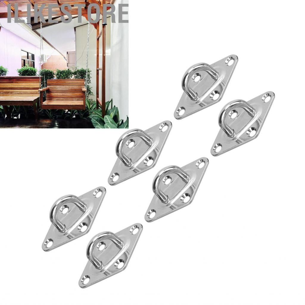 Ilikestore ลวดเย็บกระดาษเบ็ด 6pcs ติดผนังสแตนเลสสำหรับ Sunshade Sail เรือยอชต์ขนาดเล็ก (6 มม.)