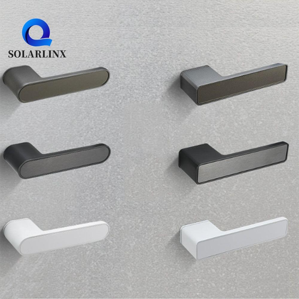ล็อคมือจับประตู SOLARLINX, โลหะผสมสังกะสีประณีตภายในประตู Mute Lock ชุด, Mechanical Advanced Minimalist Elegant Panel Handle ฮาร์ดแวร์ประตู