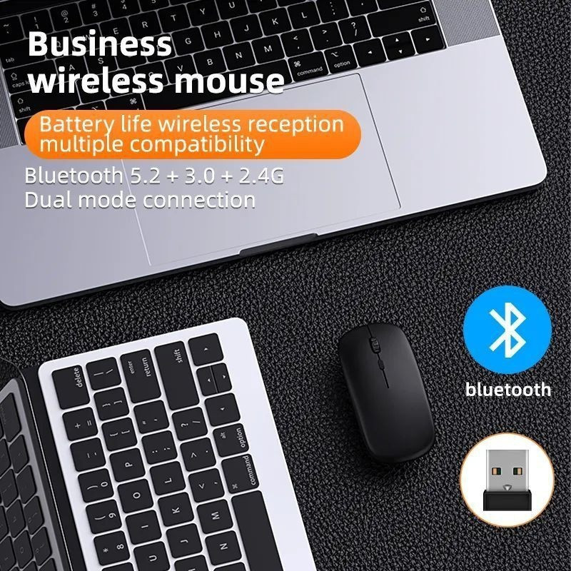 พร้อมสต็อก บลูทูธ + 2.4G + RGB Light ไร้สายชาร์จเมาส์เมาส์ Ultra-Thin Silent Mouse Mute สําหรับแล็ปท็อป PC คอมพิวเตอร์สํานักงาน P2