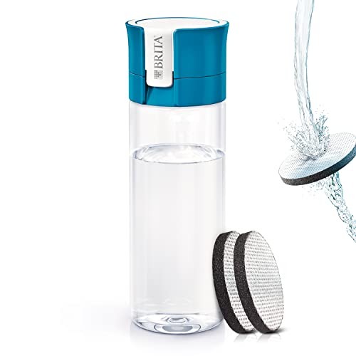 Brita Portable Water Bottle with Water Filter 600ml Blue, comes with 2 Micro Discs Filter [Japan Off