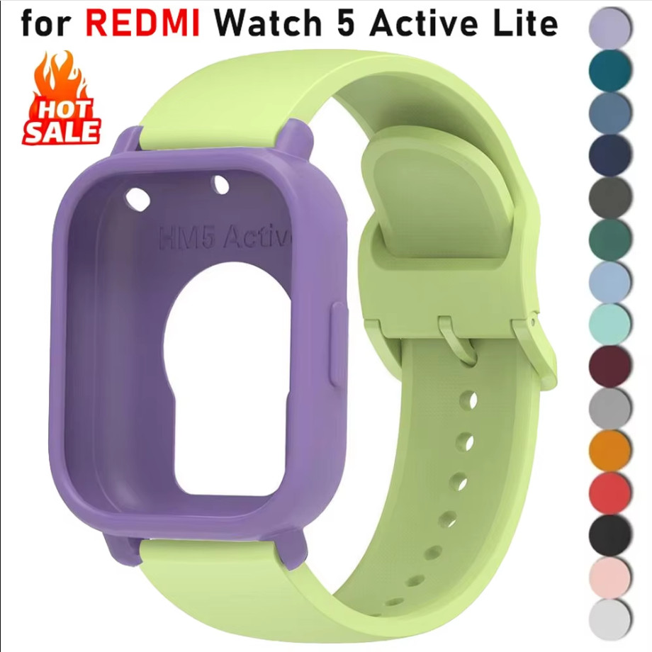 2in1 กรณี + สายคล้องคอสําหรับ Redmi Watch5 Active ซิลิโคนนุ่มกีฬา TPU Protector สําหรับ Redmi นาฬิกา 5 Lite
