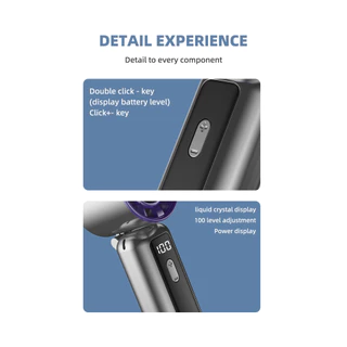 พัดลมพกพาขนาดเล็ก แบตเตอรี่ชาร์จได้ 3000mAh พร้อมจอแสดงผล LED พับได้ 180° ปรับความเร็วได้ 100 ระดับ พัดลมแขวน วามเย็นประ