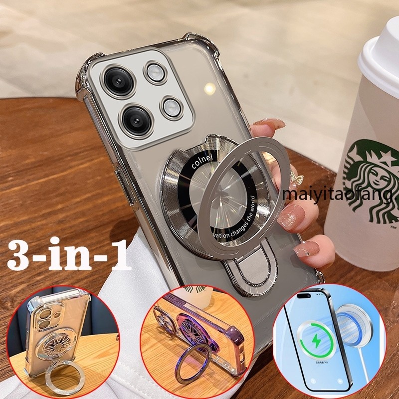 [3 In 1]เคสสําหรับRedmi note 13 pro 5g redmi note 13 4g 2023 Softcaseซิลิโคนกันกระแทกฝาครอบดีไซน์ใหม่ความงามเชือกเส้นเล็กกระจกแต่งหน้าพร้อมที่วางSJSFDD04