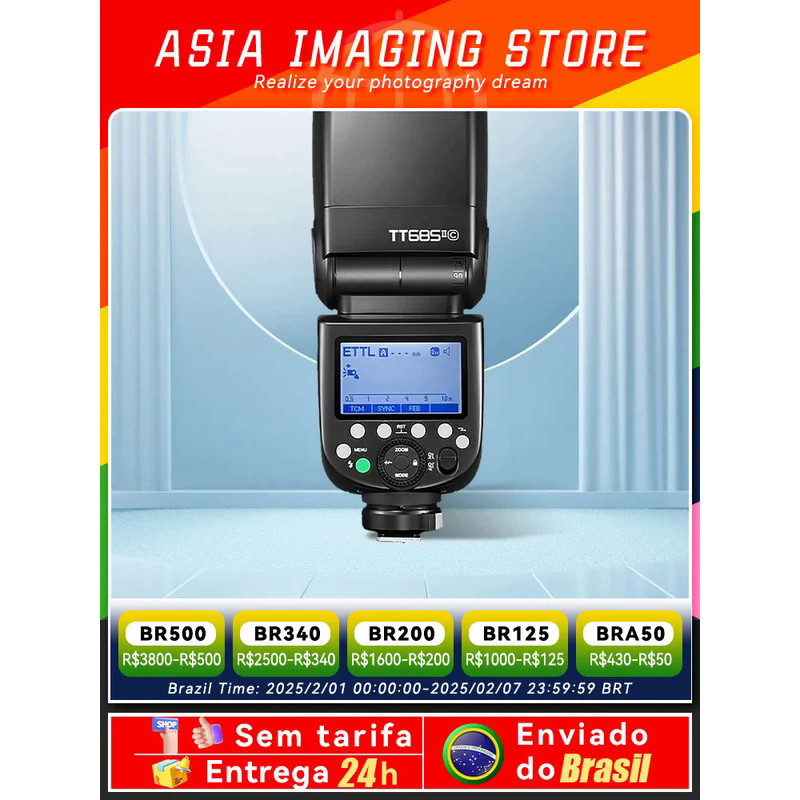 【 Do Brasil 】 Godox TT685II TT685IIC TT685IIN TT685IIS TTL HSS แฟลชกล้อง Speedlite สำหรับ Canon Niko