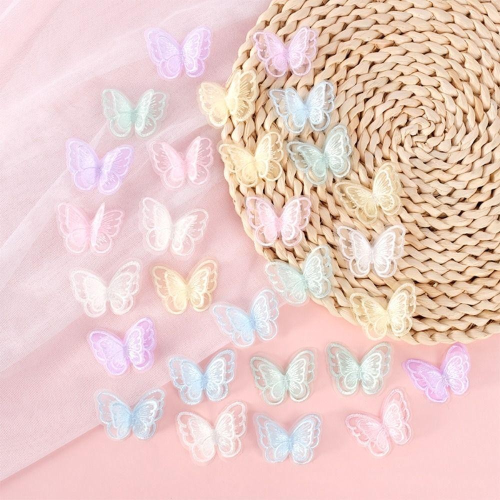 CAJA1 20 ชิ้นผีเสื้อ Appliques,โปร่งแสงสองชั้นชีฟองผีเสื้อ,แฟชั่น Handmade Dreamy เย็บหัตถกรรมตกแต่งเสื้อผ้าออกแบบวัสดุ ราคา ถูกที่สุด ดีลบีเคเค แกลเลอรีภาพที่ 6