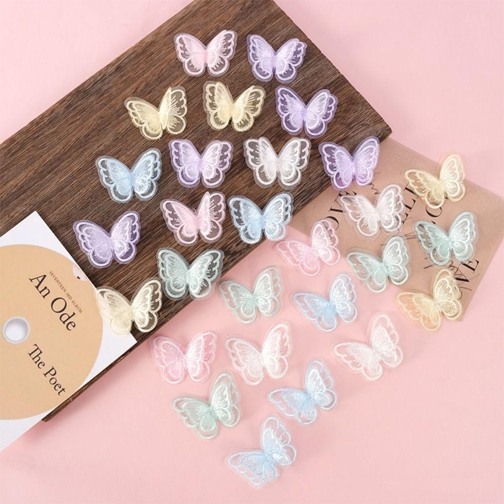 CAJA1 20 ชิ้นผีเสื้อ Appliques,โปร่งแสงสองชั้นชีฟองผีเสื้อ,แฟชั่น Handmade Dreamy เย็บหัตถกรรมตกแต่งเสื้อผ้าออกแบบวัสดุ ราคา ถูกที่สุด ดีลบีเคเค แกลเลอรีภาพที่ 5