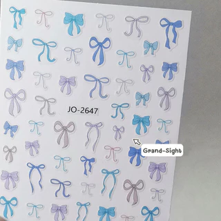 สติ๊กเกอร์ติดเล็บ 💕 สติ๊กเกอร์ติดเล็บมือ 2D ลายโบว์ กันน้ำ ลายน่ารัก สุดฮิต