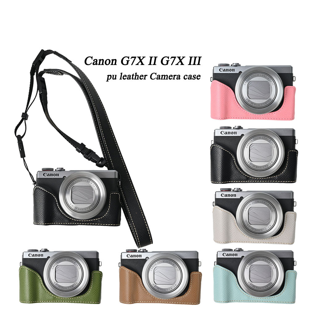 เคสกล้องหนัง Pu ครึ่งตัวสําหรับ Canon G7X II G7X III G7X2 G7X3