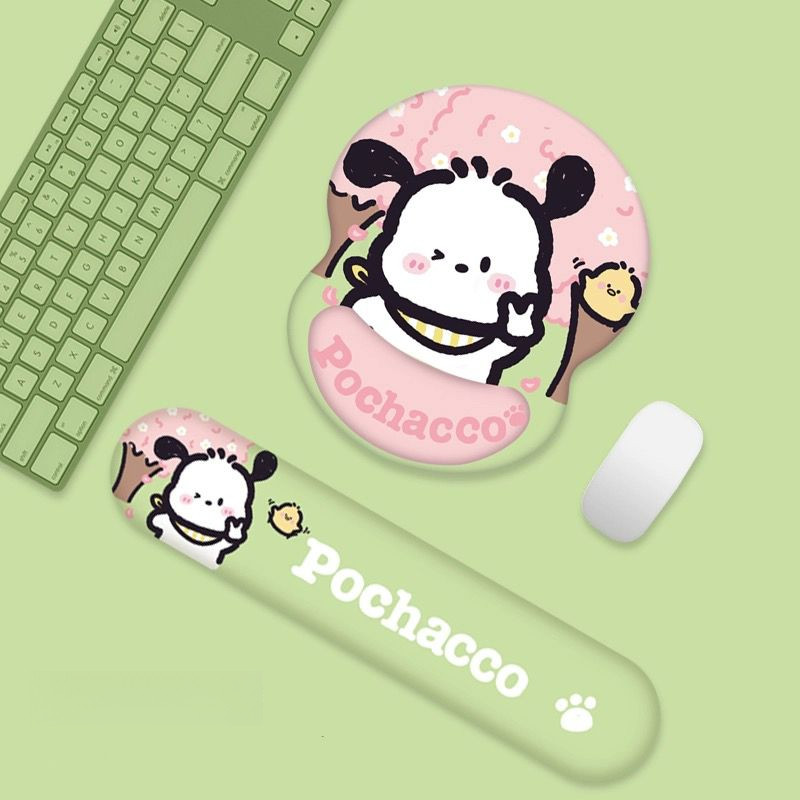 แผ่นรองเมาส์ Pochacco ป้องกันข้อมือ แผ่นรองคีย์บอร์ดน่ารักสำหรับผู้หญิง