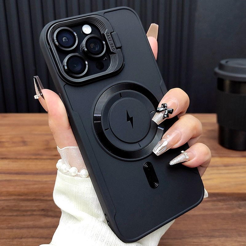 Soft Wireless Charging Kickstand เคสโทรศัพท์สําหรับ iPhone 11 12 13 14 15 16 Pro Max Plus แม่เหล็กกันชนกรณีฝาครอบ