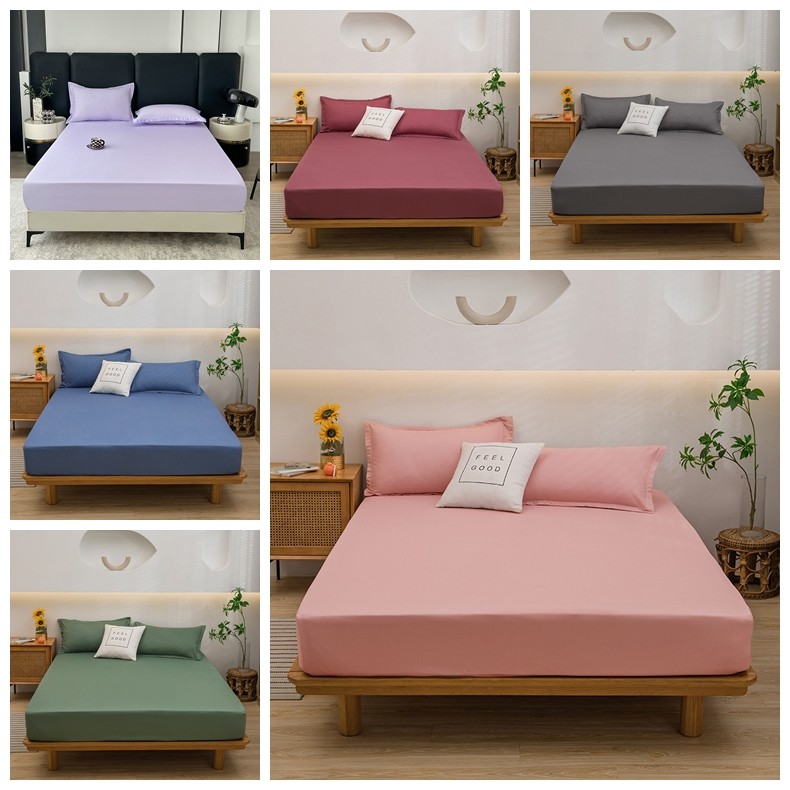 สีทึบ ผ้าปูที่นอน ผ้าปู 6ฟุต/5ฟุต/3.5ฟุต ผ้าปูรัดมุม bedsheet เทา /เขียว/ขาว/ชมพู - รูปที่ 7