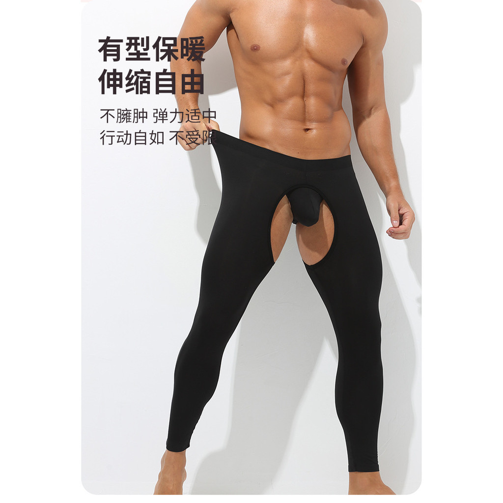 กลับกลวงเซ็กซี่บางสไตล์ระบายอากาศที่ไม่ซ้ํากันเปิดเป้ากลวงผู้ชาย เลกกิ้ง ฟิตเนสกล้ามเนื้อผู้ชายสะโพก 0ม