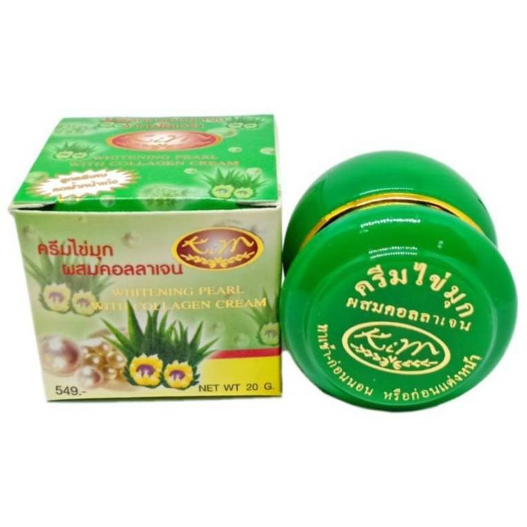 ครีมไข่มุกบัวหิมะผสมคอลลาเจน Kim (สีเขียว)