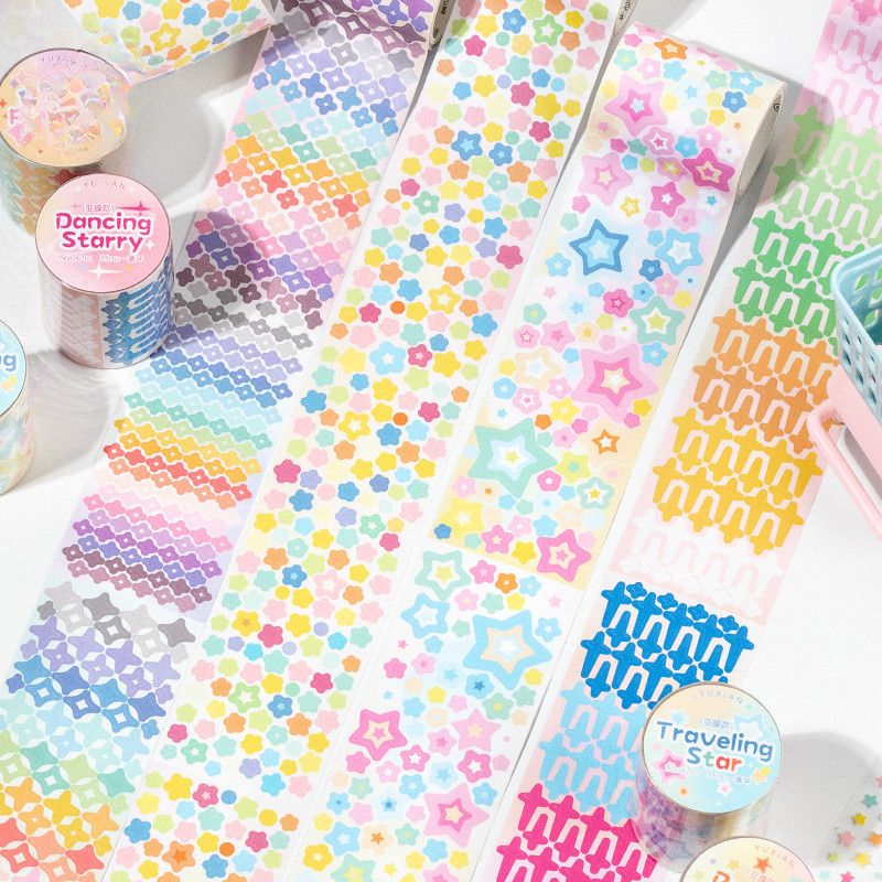 Qouzmo 5cmx2m[35cmcycle]/เทปตัดDie [Starry Journey]diyอุปกรณ์สมุดภาพไดอารี่Decoพื้นหลังDecoเทปเครื่อ