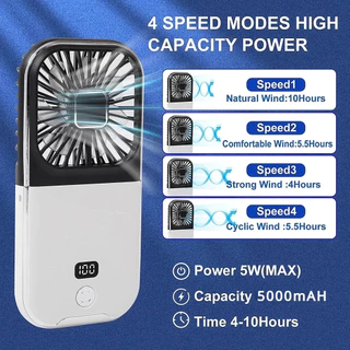 พัดลมห้อยคอ 5000mAhความจุสูง พัดลมติดมือ พัดลมพกพา usb ปรับความเร็วได้ 3 ระดับ มแรงแบตนานแฟนมือถือ2in1ที่วางโทรศัพท์