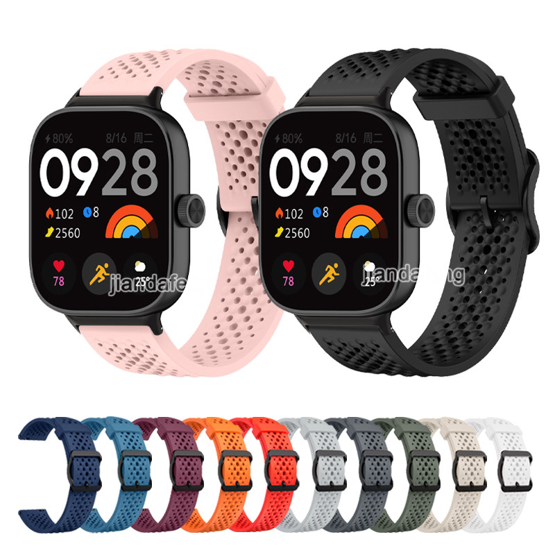สายรัดซิลิโคนระบายอากาศได้สบายสําหรับนาฬิกา Redmi 6 5 4 Miband 9pro 8pro