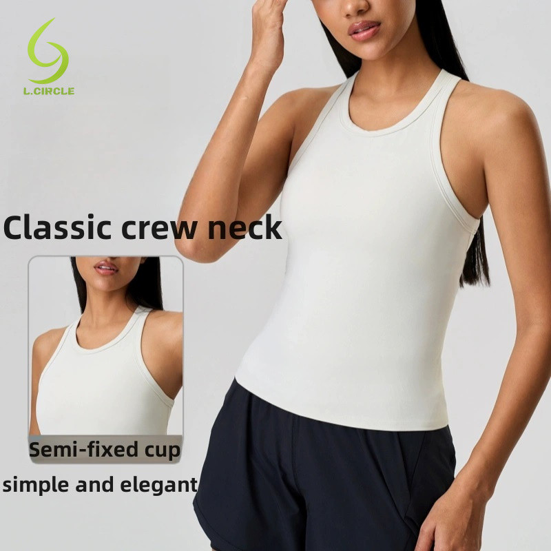L.CIRCLE Yoga Sport Top Skinless ออกกําลังกายพร้อมแผ่นรองหน้าอกและไม่มีแขน