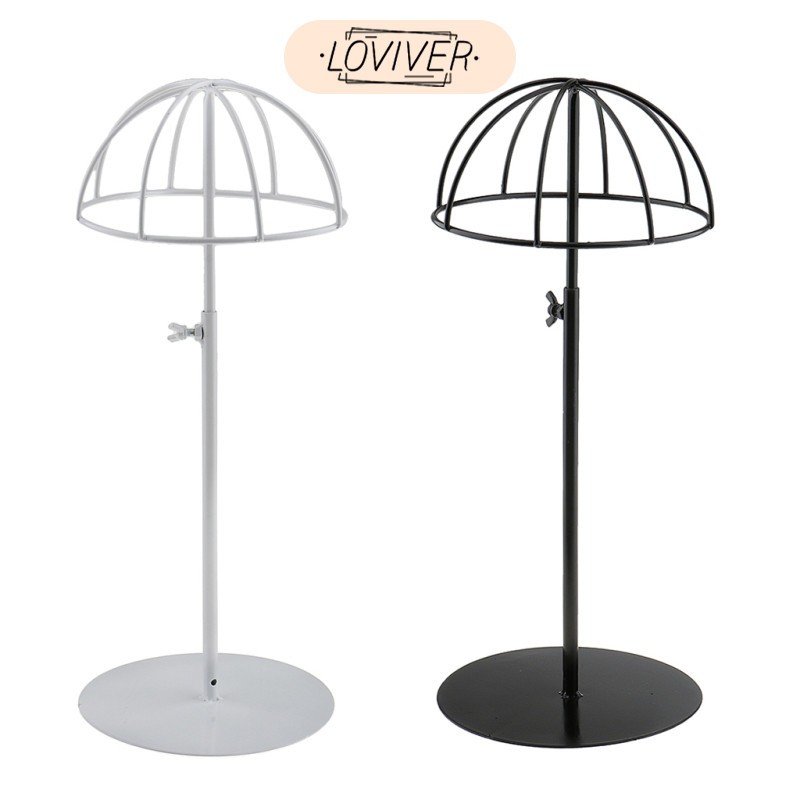 LOVIVER หมวกโลหะหมวกชั้นวางหมวกกันน็อควิกผมที่วางผมปลอมจัดเก็บยืนแสดง